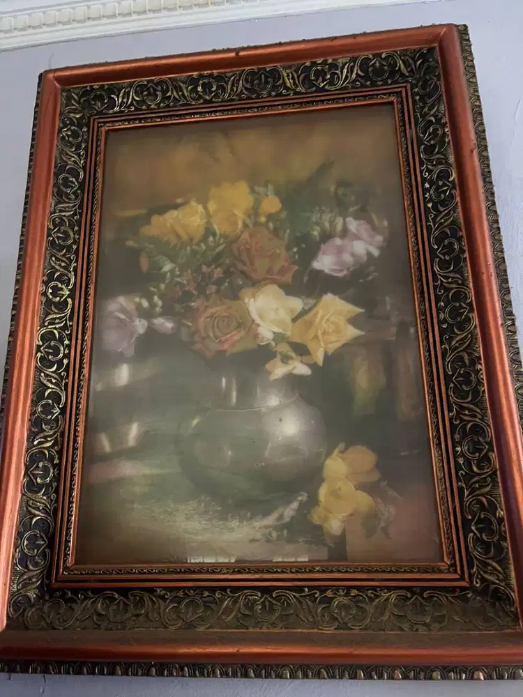 Lukisan bunga timbul ukuran 100 cmx80 cm
