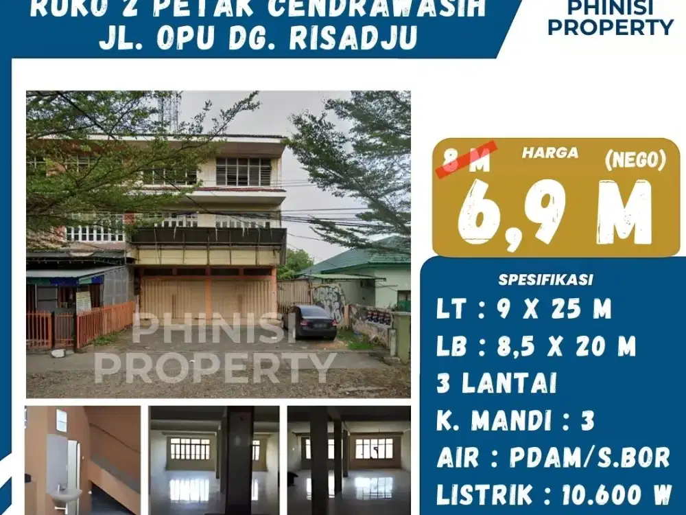DIJUAL Ruko 2 Petak Loss di Jalan Opu Daeng Risadju