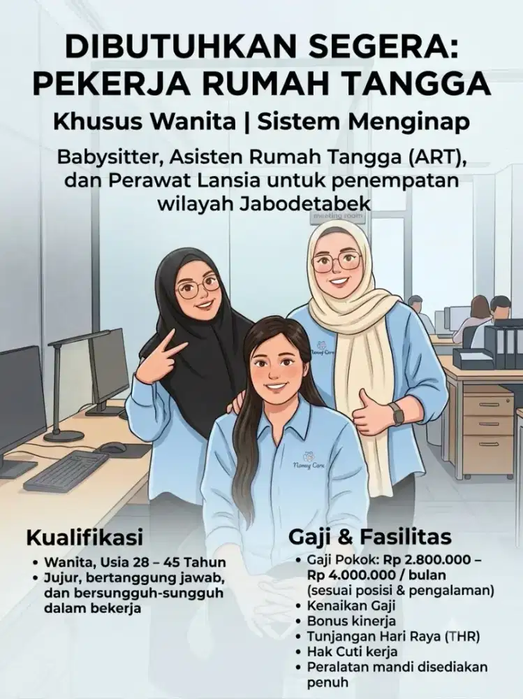 Dibutuhkan asisten rumah tangga
