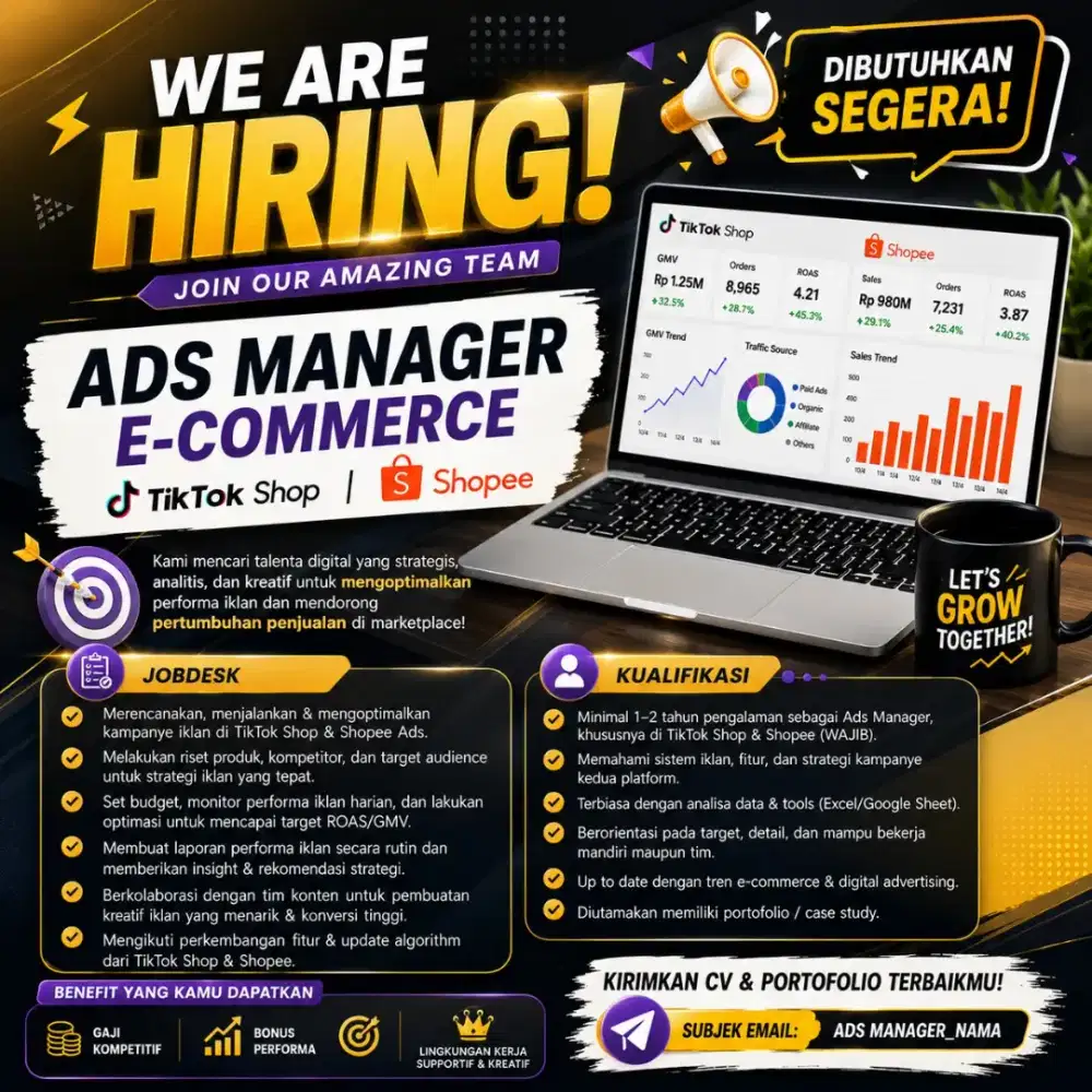 Ads Manager E-Commerce (Tiktok Shop & Shopee)
