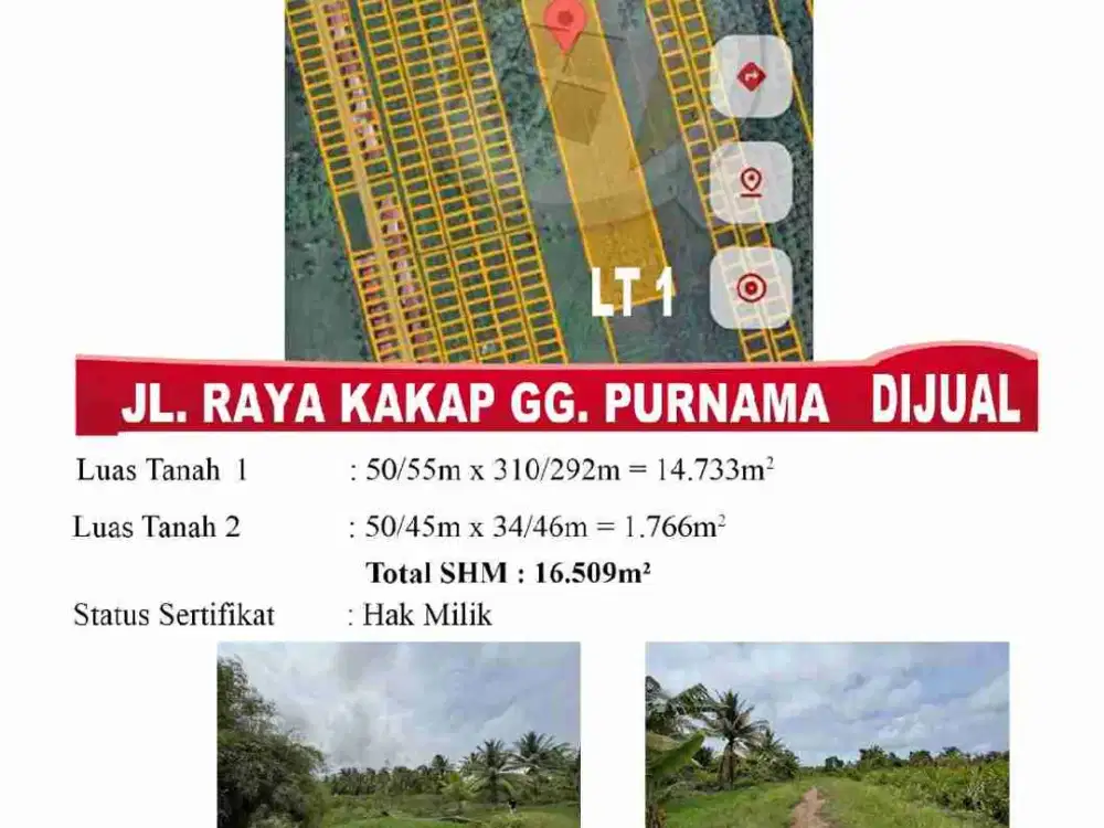 Tanah Jual cocok bangun perumahan maupun investasi