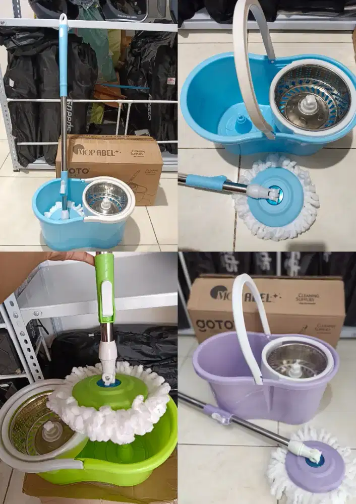 Alat Pel Lantai Stainless Super Mop Dengan Ember Pencuci Putar kap2-3L