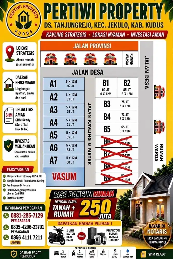 Dijual tanah kavling dan rumah murah meriah