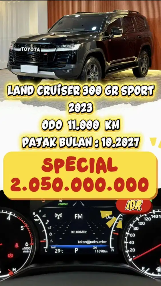 [ ODO 11.000 KM ] LAND CRUISER 300 GR SPORT  AT 2023 BGARANSI 5 TAHUN