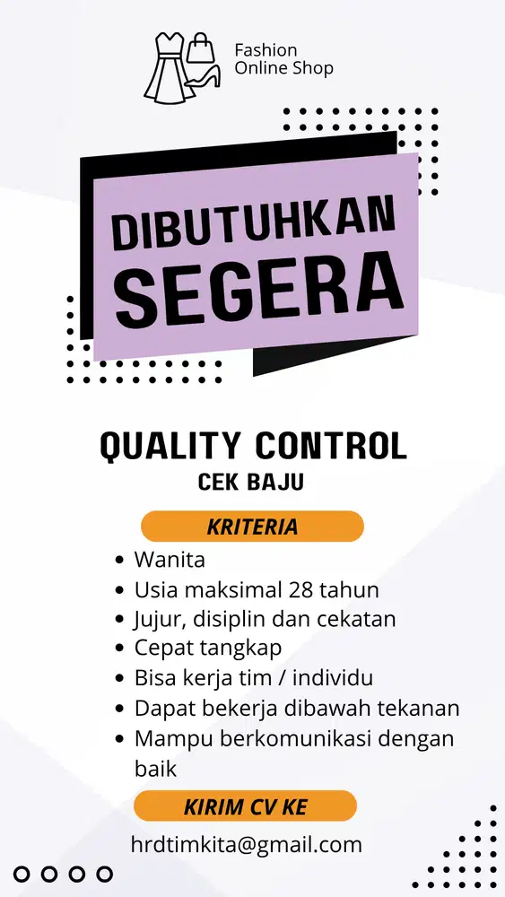 Lowongan Kerja QC Fashion