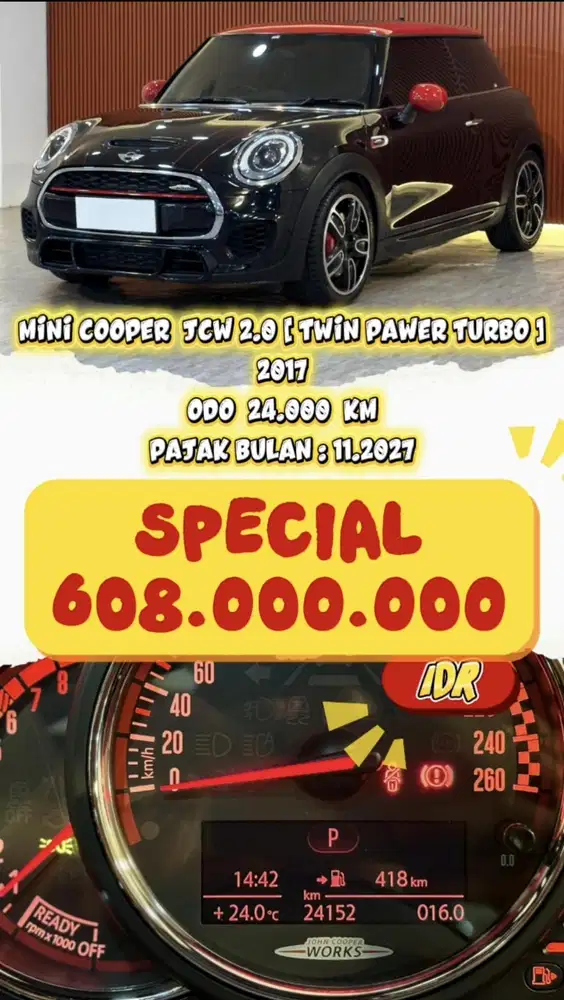 [ ODO 24.000 KM ] MINI COOPER  JCW 2.0 TWIN PAWER TURBO AT 2017