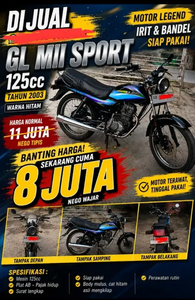 Dijual Motor Bekas Honda GL MII SPORT