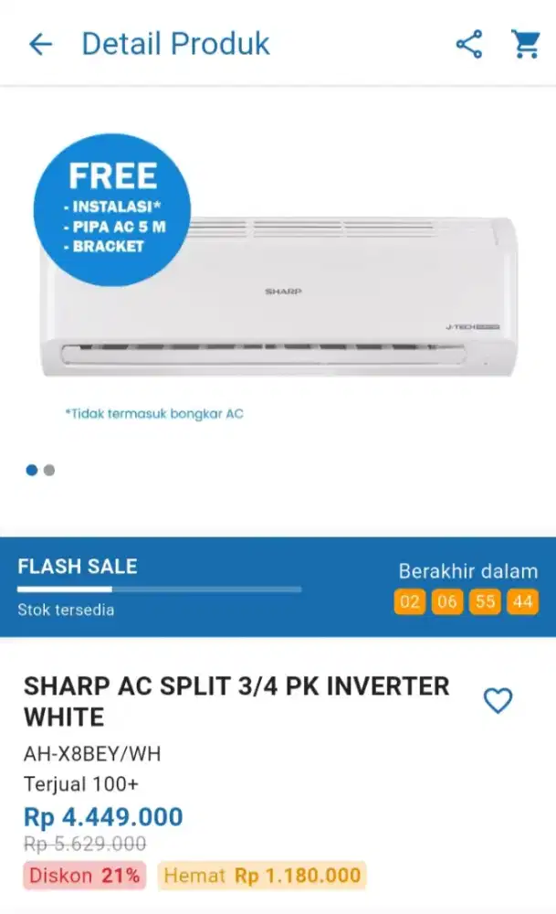 CICILAN SHARP AC SPLIT 3/4 PK INVERTER