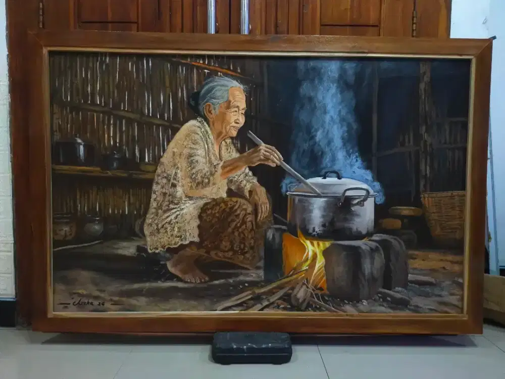 Lukisan kanvas simbok masak