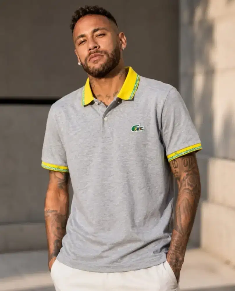Kaos polo shirt LACOSTE Brazil colour grey Size M