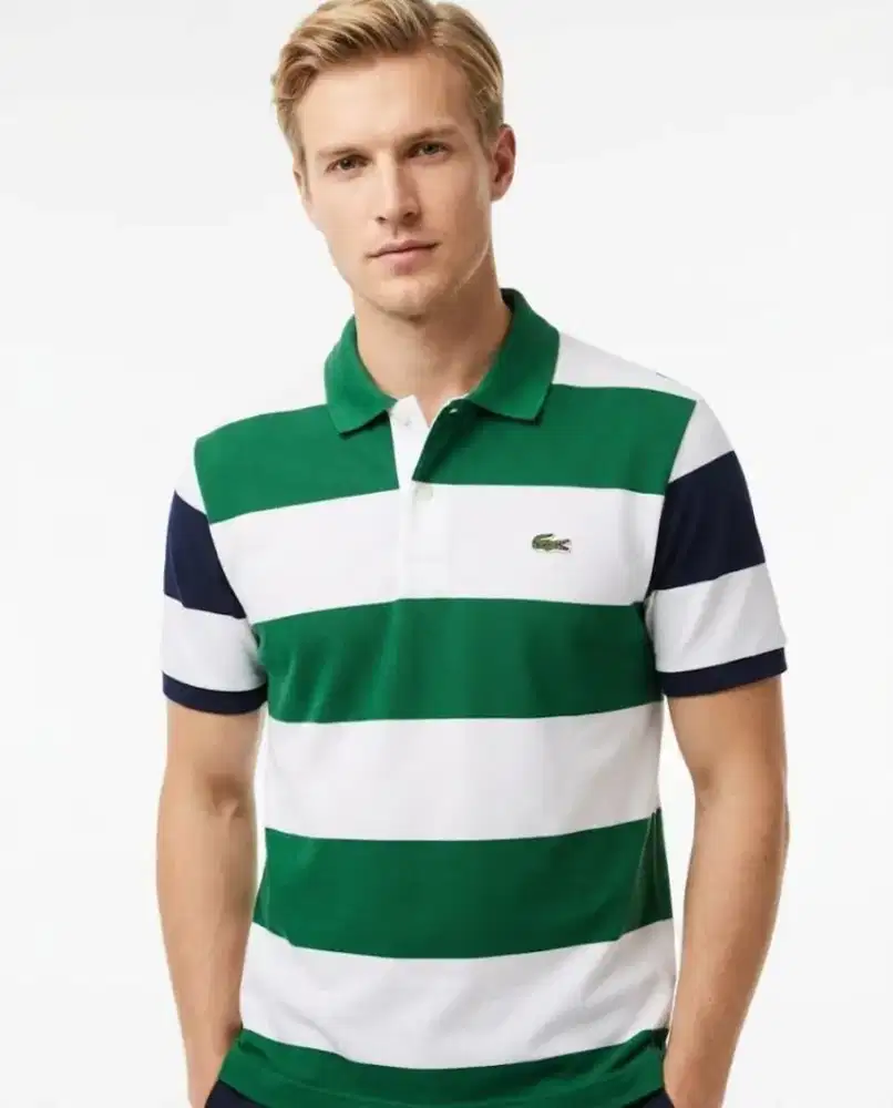 Kaos polo shirt LACOSTE Striped Sallur Size L
