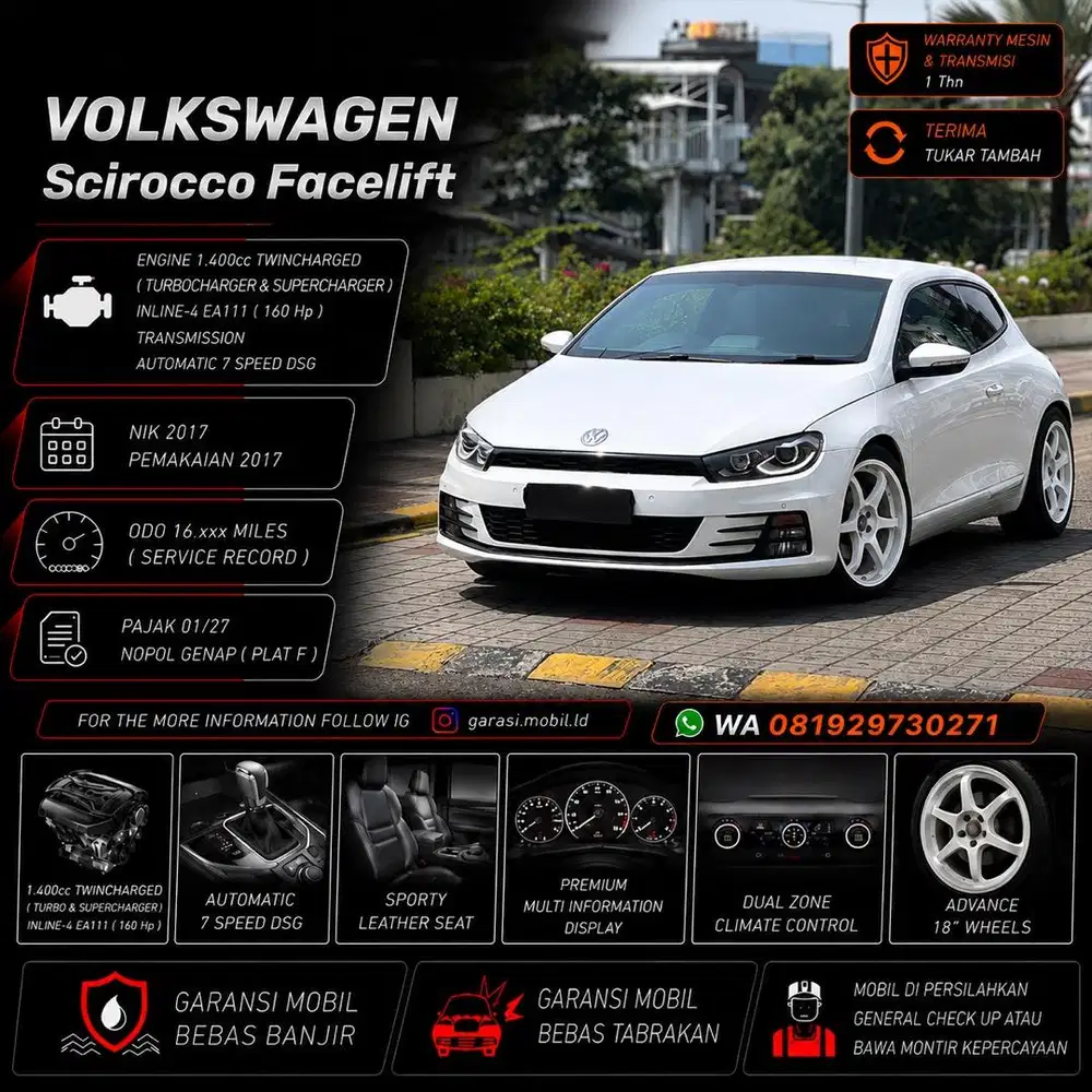 VW Scirocco Facelift 1.4 TSI 2017 / Odo 16rbu Miles