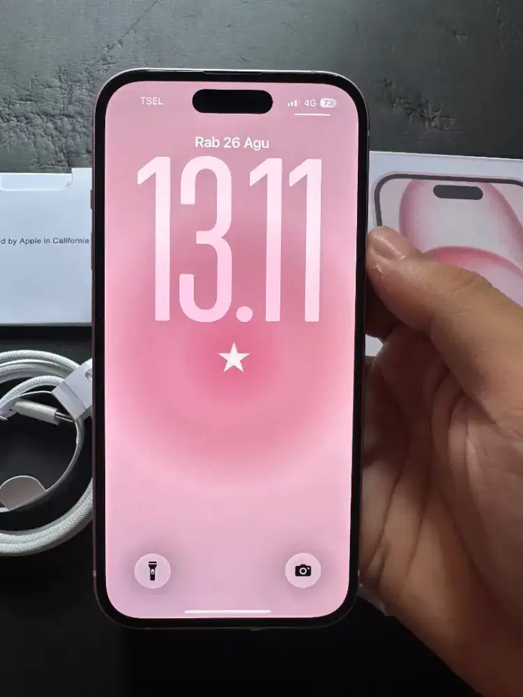iPhone 15 128Gb Pink All Operator, Fullset Mulus Ada Minus bkn Simlock