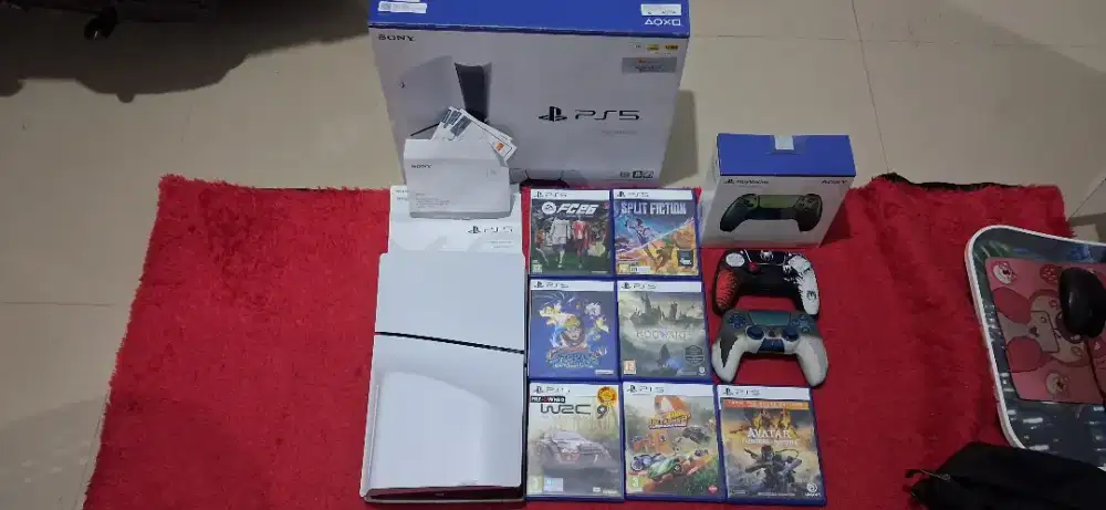 PS5 SLIM DISC GARANSI RESMI INDONESIA 2 STIK ORIGINAL 7 KASET DAN TAS