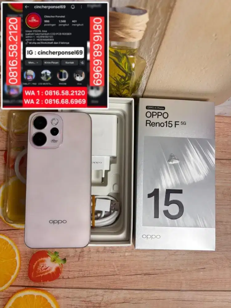 Jual HP Oppo Reno 15F 5G 8/256 istimewa grns  mei 2027
