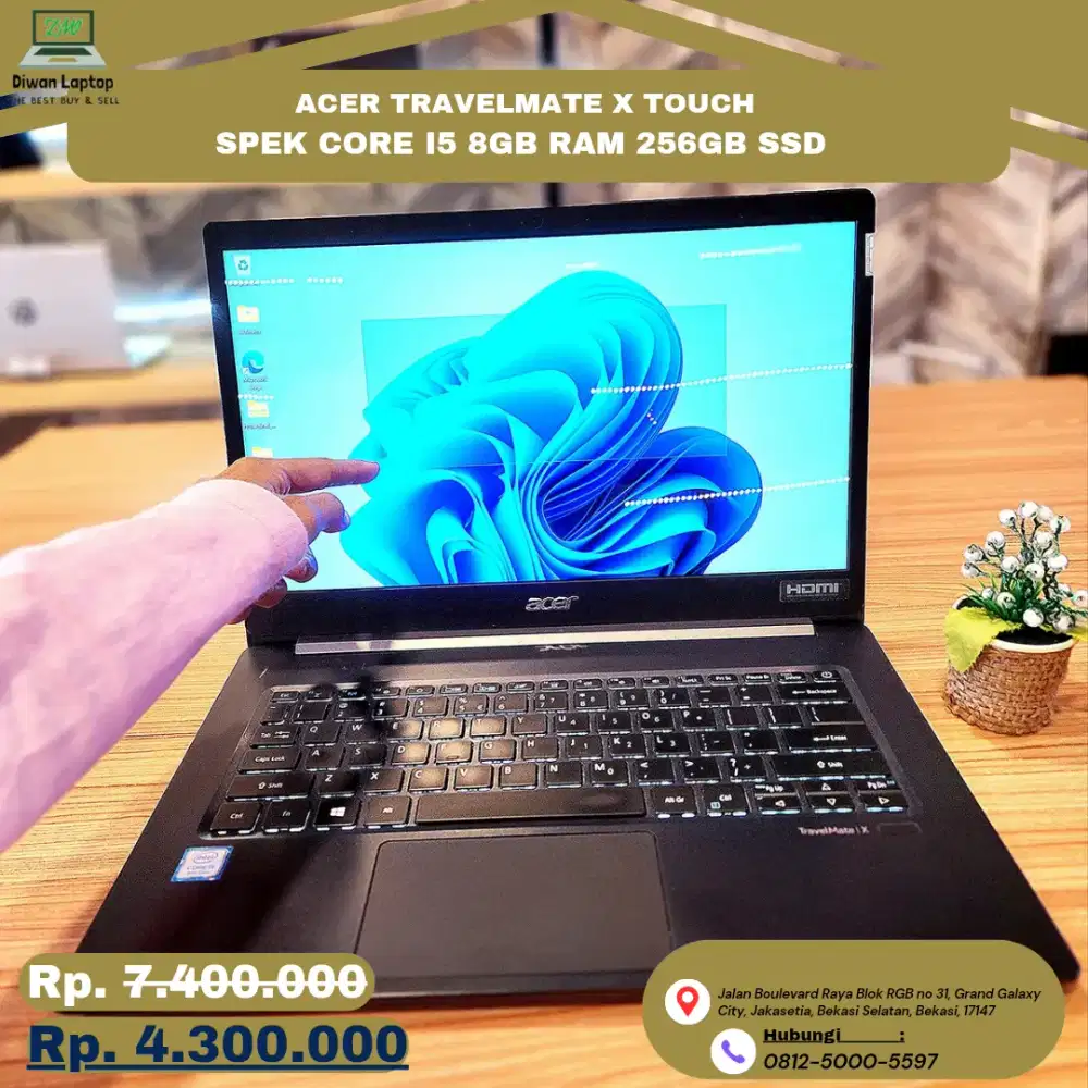 LAPTOP TOUCHSCREEN ACER TRAVELMATE TOUCH CORE I5 BEKAS SECOND