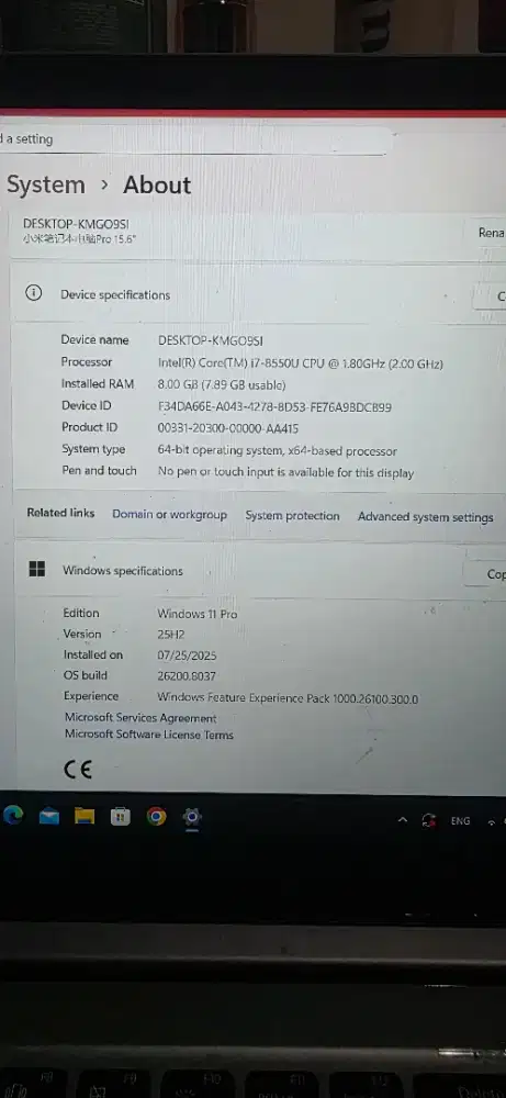 jual laptop xiaomi pro 15.6 inch