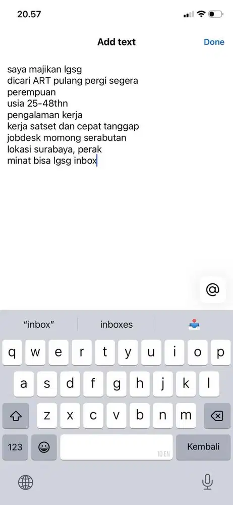 Dicari Segera ART Pulang Pergi