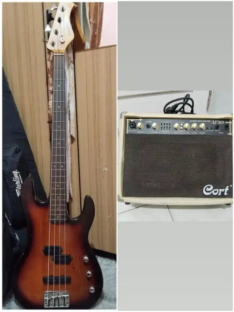 pketan bass ori dan ampli cort ori mantap siap pakai nett