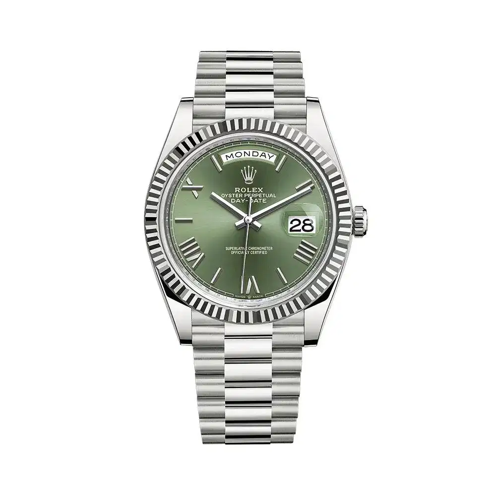 Rolex Daydate Green Dial 18K White Gold President 40