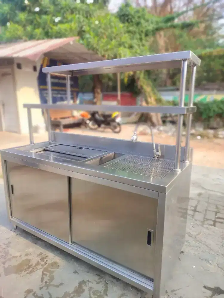 Stainles sink ice bin station
