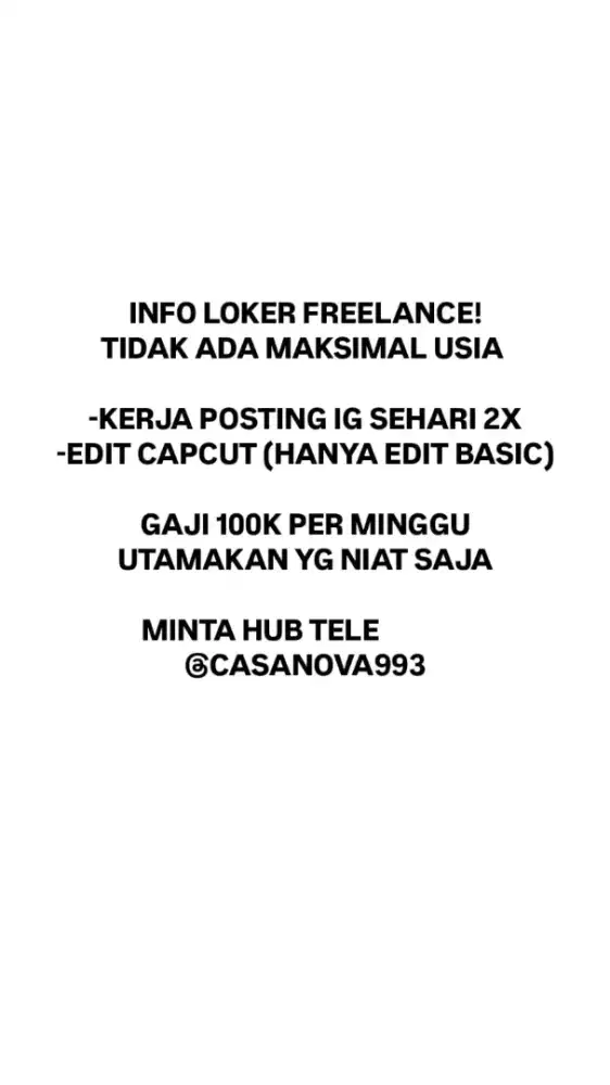 Lowongan pekerjaan, 

Gaji di buat 100k