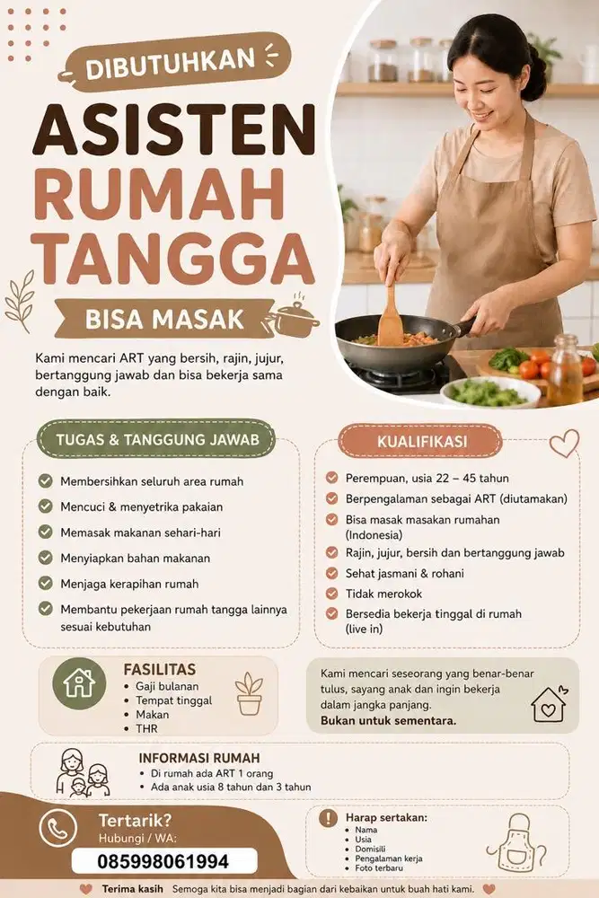 Loker Asisten Rumah Tangga