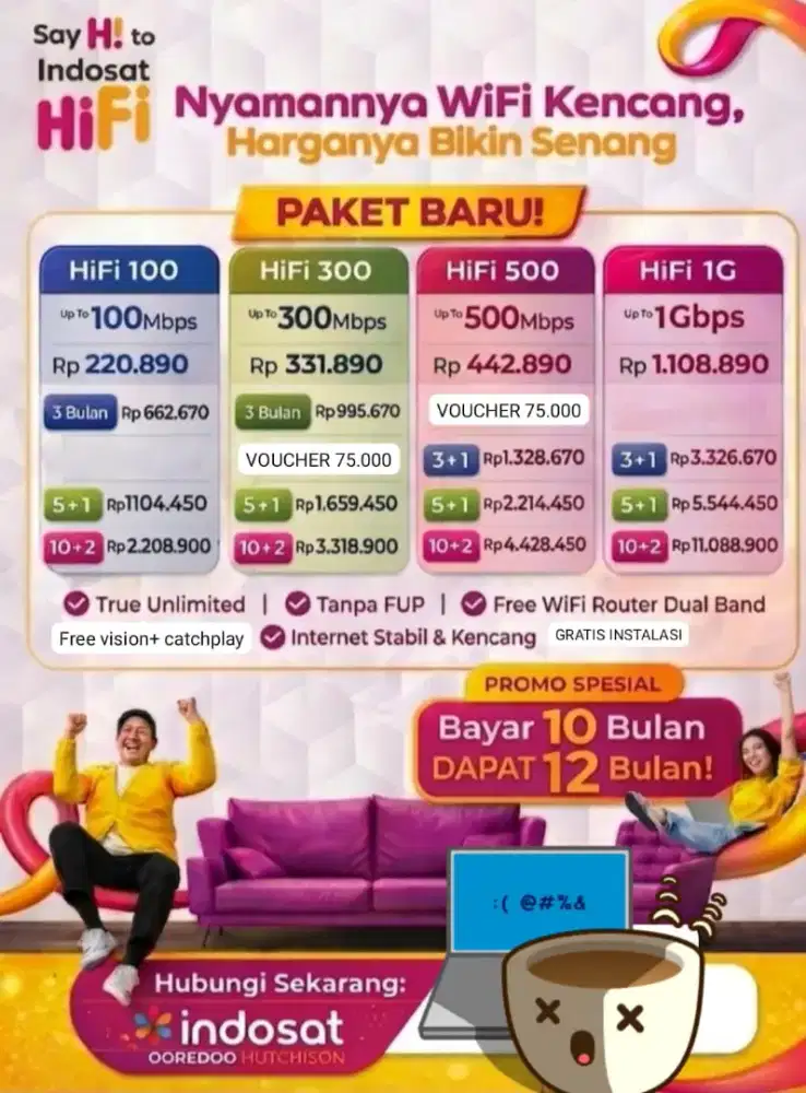 indosat hifi gratis instalasi