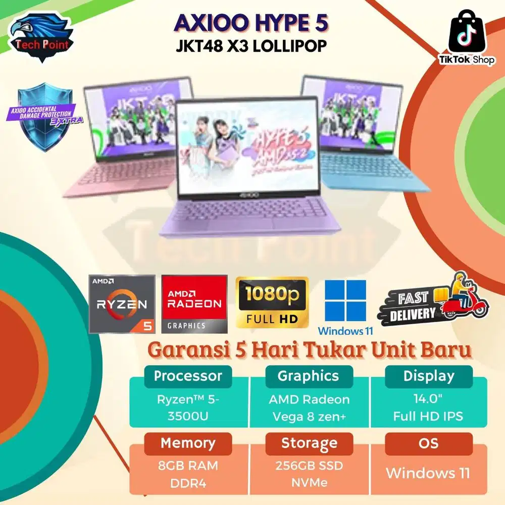 AXIOO HYPE 5 AMD JKT48 X3 RYZEN 5 3500 8GB 256GB W11 14.0FHD IPS BLIT