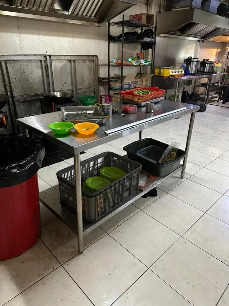 Meja stainless 180cm 2 ambal