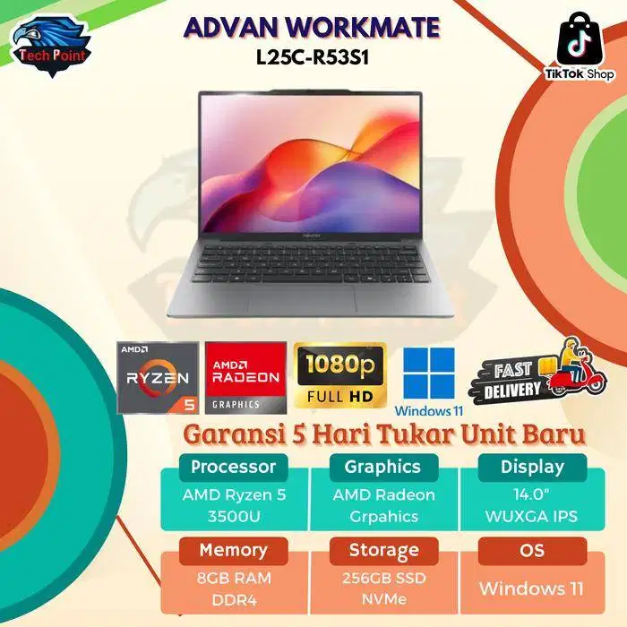 [BARU!!] ADVAN WORKMATE RYZEN 5 3500U 8GB 256GB W11 14.0UWUXGA IPS