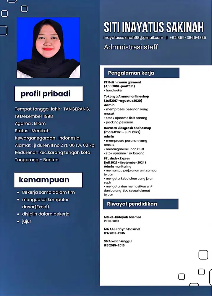 Bismillah cari pekerjaan, admin/lainnya