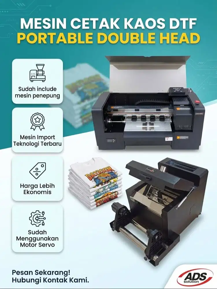 MESIN CETAK KAOS DTF PORTABLE DOUBLE HEAD