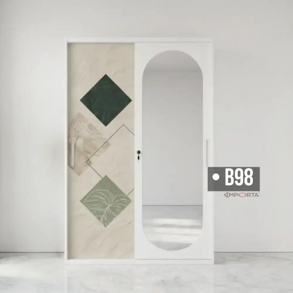 Lemari Pakaian Besi Pintu Sliding 2 Pintu Importa OKELO B98