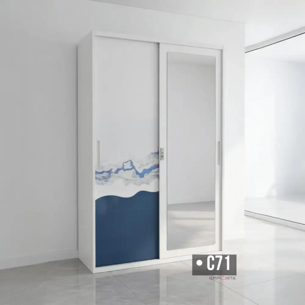 Lemari Pakaian Besi Pintu Sliding 2 Pintu Importa OKELO C71
