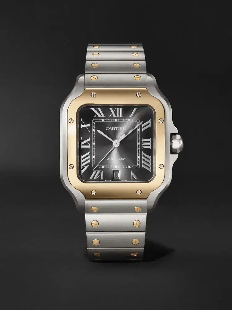 Cartier New Santos 100-L Rhodium Dial Steel & 18K Yellow Gold - NEW