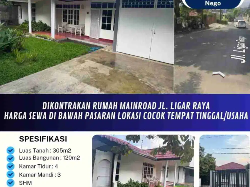 Dikontrakan Rumah Mainroad Jl. ligar Raya
Harga sewa Di bawah Pasaran Lokasi Cocok Tempat Tinggal/Usaha