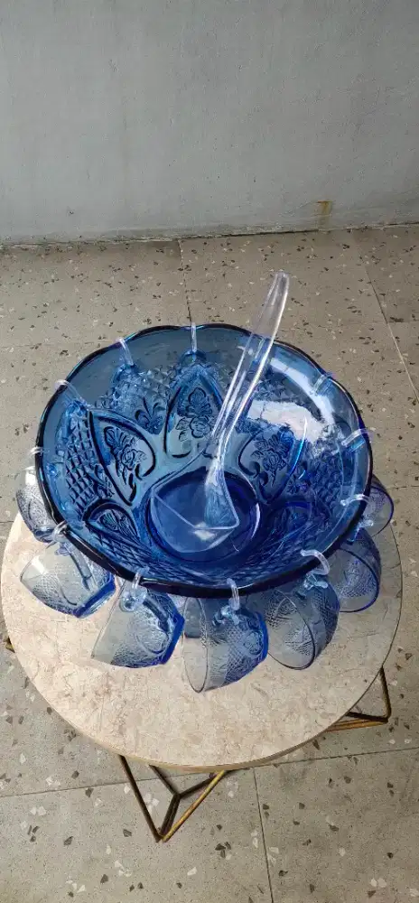 Cocktail Set 27 Pcs / Punch Set Rose Copper Blue Year 1986