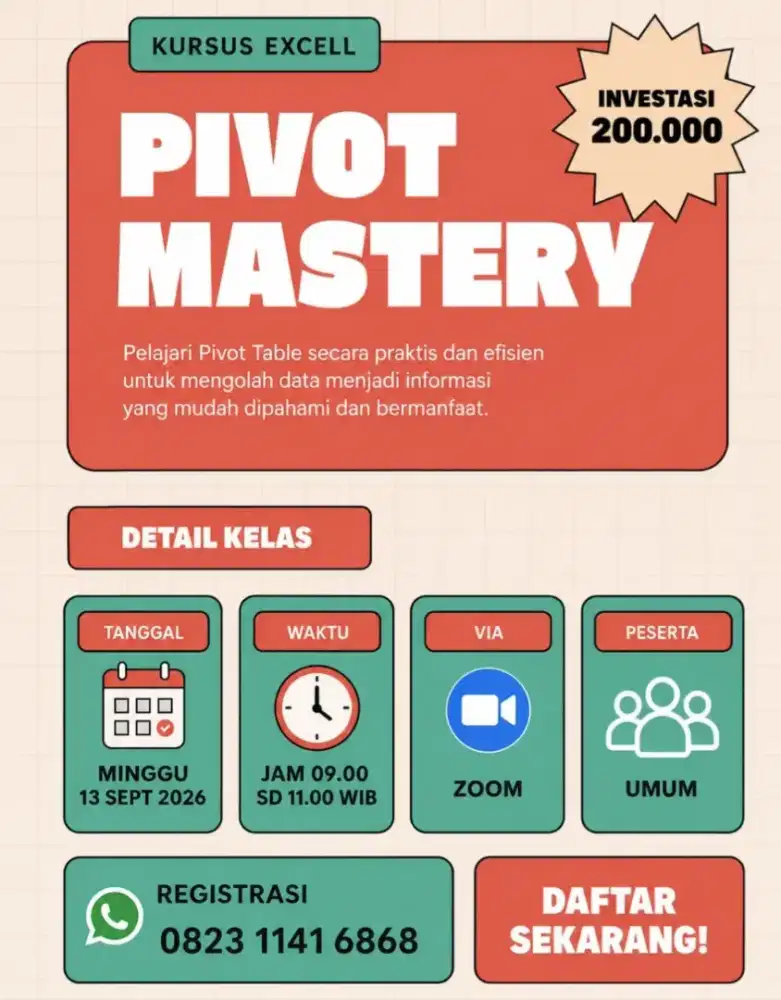 Kursus Excel Pivot Mastery utk Olah Data
