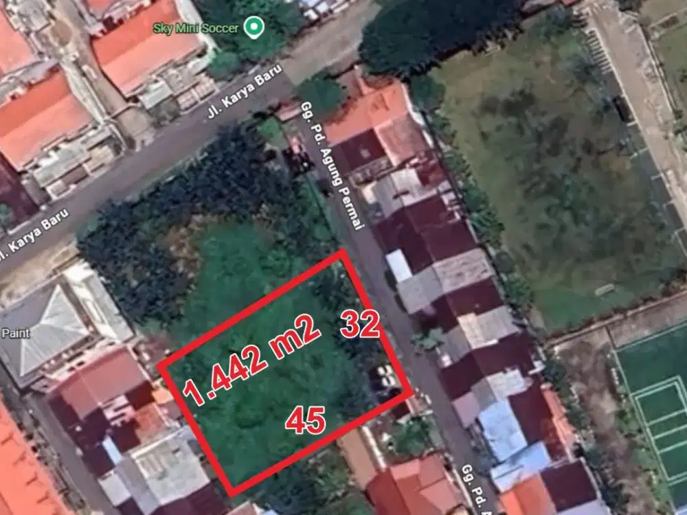 TANAH 1.442 M2 JL. KARYA BARU PONTIANAK RP. 3,9 MILYAR