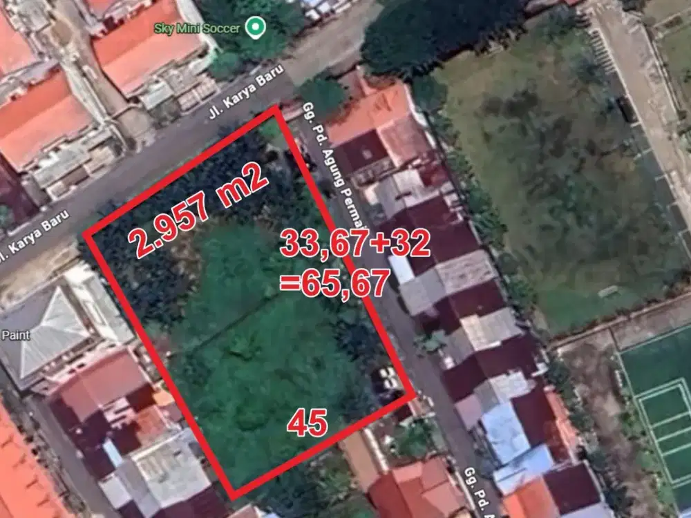 TANAH 2.957 M2 JL. KARYA BARU PONTIANAK RP. 11,5 MILYAR