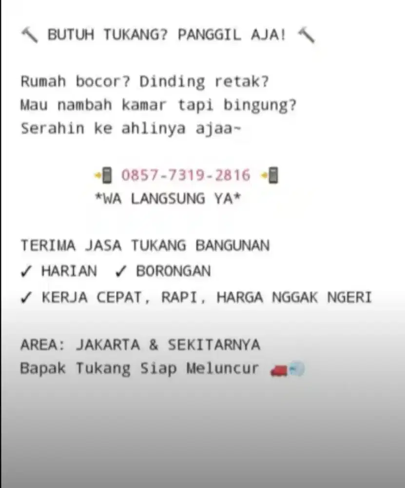 terima jasa harian atau borongan