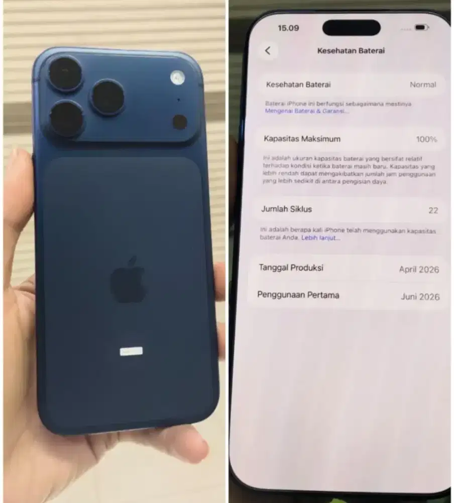 Iphone 17 Pro Max 512GB Blue BH 100 CC 22 LIKE NEW Resmi Juni 2027