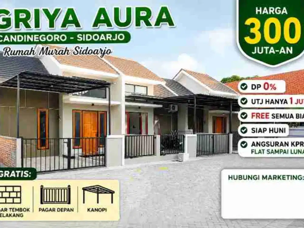 Rumah Baru Murah siap Huni di Griya Aura Candinegoro, Wonoayu, Sda