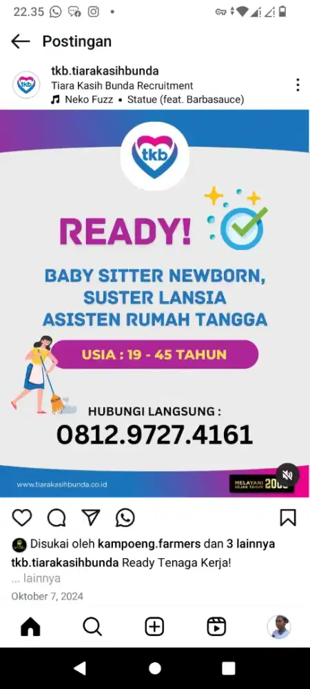 Banyak Job Baby Sitter ART & Perawat Lansia Terpercaya -Terakreditasi