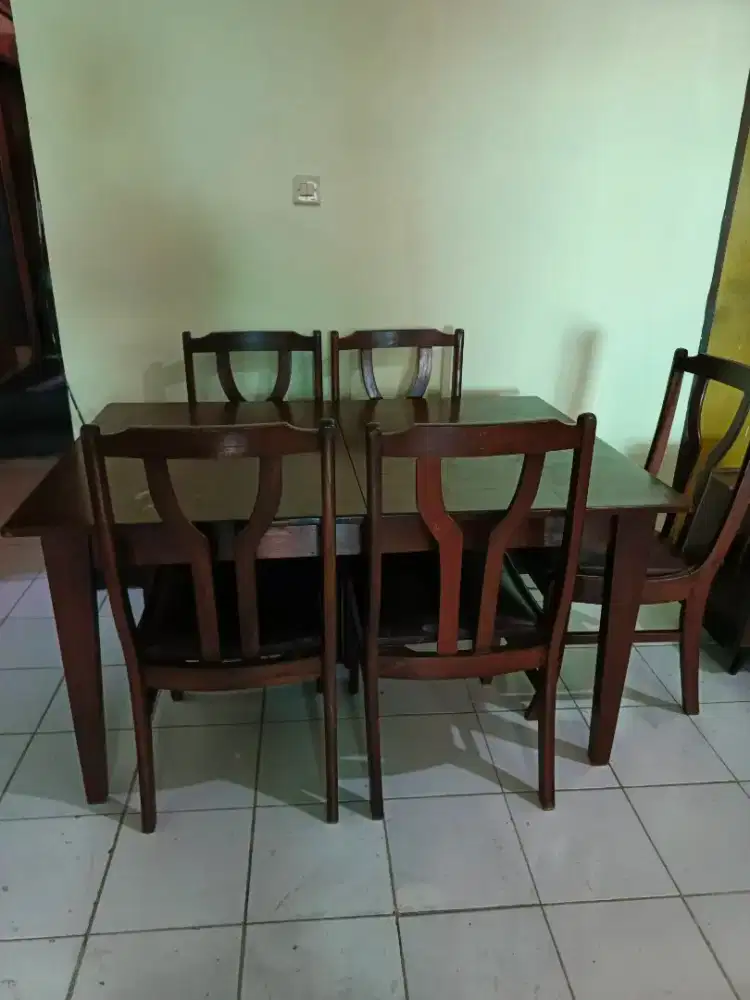 Meja Makan Set Kayu Jati Bisa Expansi