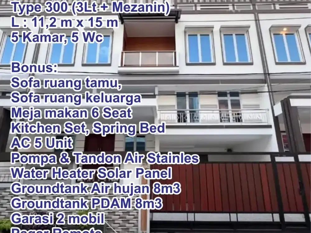RUMAH 3 LT TYPE 300 HANYA 2,4 MILYAR GOLDEN PARIS RESIDENT (BONUS PERABOT )