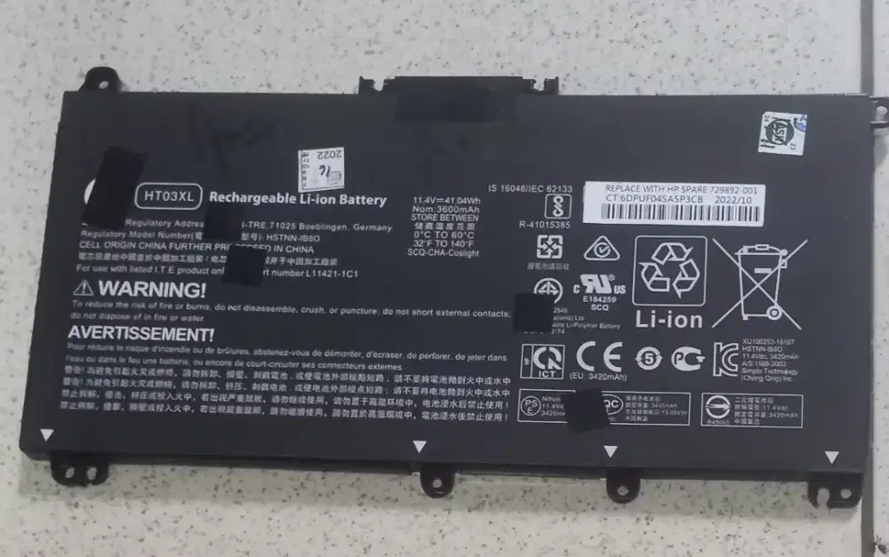 Baterai Laptop HP HT03XL