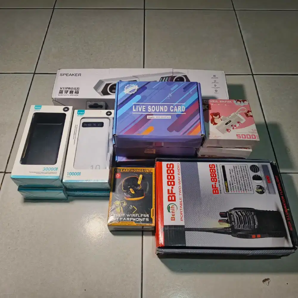 OBRAL BARANG BARU POWERBANK SOUNCARD SPIKER