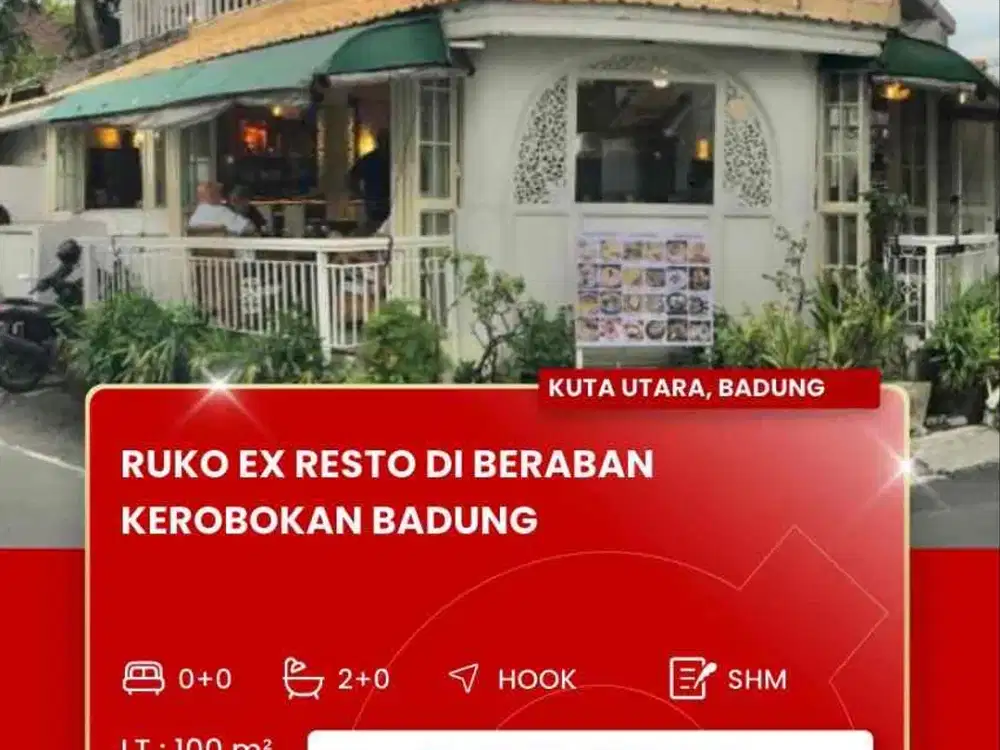 DISEWAKAN RUKO EX RESTO DAERAH BERABAN KEROBOKAN BADUNG BALI